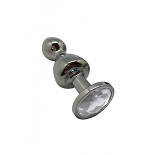 Металлическая анальна пробка Wooomy Lollypop Double Ball Metal Plug S, диаметр 2,8 см, длина 8,5 см - SO7417