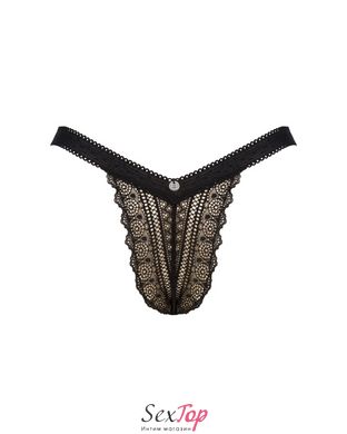 Мереживні трусики із заниженою талією Obsessive Estiqua panties M/L, чорні SO7261 фото