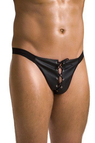 Мужские слипы на шнуровке Passion 044 Slip Ben XXL/XXXL Black, экокожа, люверсы &mdash;  фото товара 1