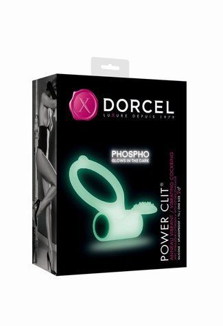Эрекционное кольцо Dorcel Power Clit White PHOSPHO с вибрацией, белое, светится в темноте &mdash;  фото товара 1
