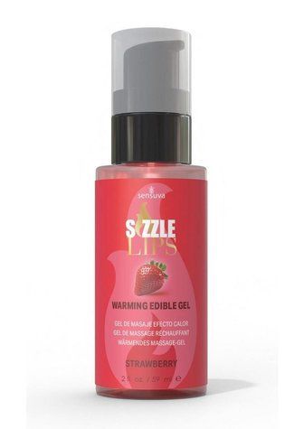 Согревающий массажный гель Sensuva Sizzle Lips Strawberry (59 мл), без сахара, съедобный &mdash;  фото товара 1
