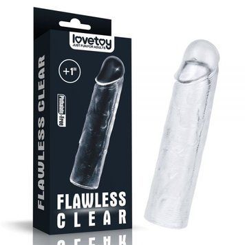 Насадка удлиняющая на член закрытая прозрачная Lovetoy Flawless Clear, Прозрачный - 1