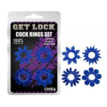 Набор эрекционных колец разной формы синего цвета Chisa Cock Rings Set, Синий - 1