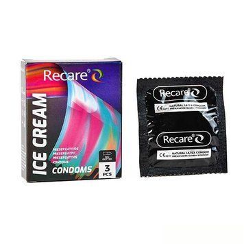 Презервативы Holographic Recare Ice Cream Big Dotted Condoms 3 шт, с пупырышками, аромат: мороженое,  - 1