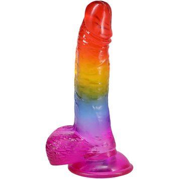 Фаллоимитатор Doc Johnson Crystal Jellies - Realistic cock with balls 8.5 Inch - Rainbow,  - 1