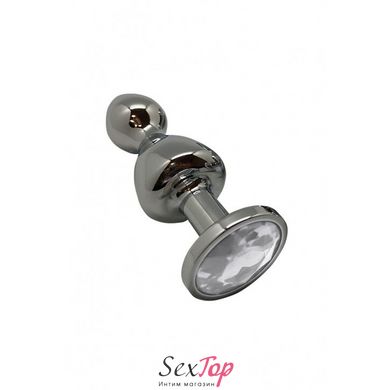 Металлическая анальна пробка Wooomy Lollypop Double Ball Metal Plug S, диаметр 2,8 см, длина 8,5 см - SO7417