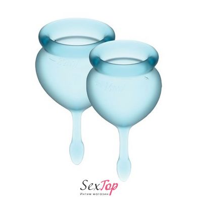 Набір менструальних чаш Satisfyer Feel Good (light blue), 15мл і 20мл, мішечок для зберігання SO3584 фото
