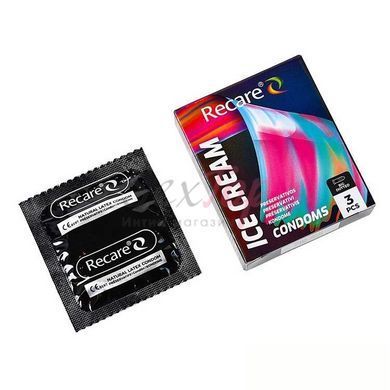 Презервативи Holographic Recare Ice Cream Big Dotted Condoms 3 шт, з пухирцями, аромат: морозиво - фото товару 2