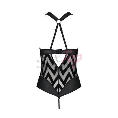 Сетчатый боди с халтером и ритмичным рисунком Hima Body black S/M - Passion &mdash;  фото товара 4