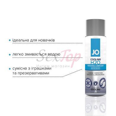 Охолоджувальна змазка на водній основі JO H2O COOLING (60 мл) з ментолом, рослинний гліцерин - фото товару 3