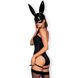 Эротический костюм кролика Obsessive Bunny costume L/XL, black, боди, чокер, гартеры, чулки, маска SO7702 фото 2