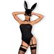 Эротический костюм кролика Obsessive Bunny costume L/XL, black, боди, чокер, гартеры, чулки, маска SO7702 фото 1