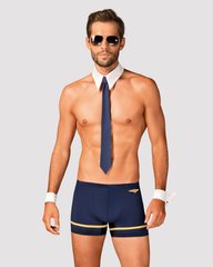 Эротический костюм пилота Obsessive Pilotman set L/XL, боксеры, манжеты, воротник с галстуком, очки SO7302 фото
