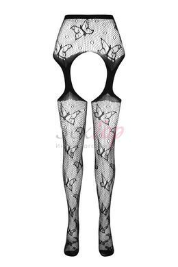 Эротические колготки-бодистокинг Passion ECO S001 black, с доступом, декор бабочки, подвязки &mdash;  фото товара 5