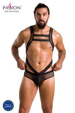 Мужское эротическое сетчатое боди Passion 045 Victor L/XL Black, экокожа, сетка &mdash;  фото товара 5