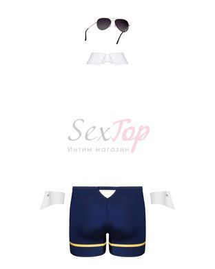 Еротичний костюм пілота Obsessive Pilotman set L/XL, боксери, манжети, комір з краваткою, окуляри - фото товару 6
