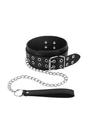 Ошейник широкий с поводком Fetish Tentation Eyalets and Leash &mdash;  фото товара 1