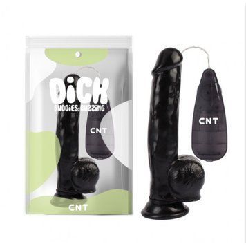 Вібратор реалістичний на присосці із пультом Cnt Stud Realistic Vibrating Dong 8.2 чорного кольору - фото товару 1
