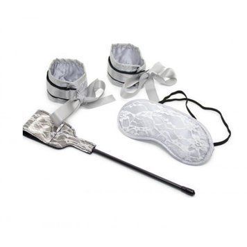 Набір для БДСМ ігор мереживного білого кольору Vscnovelty Lace 3-piece set 3 предмети, серый - 1