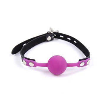 Кляп с силиконовым шариком БДСМ фиолетового цвета Bdsm4u, Фиолетовый - 1