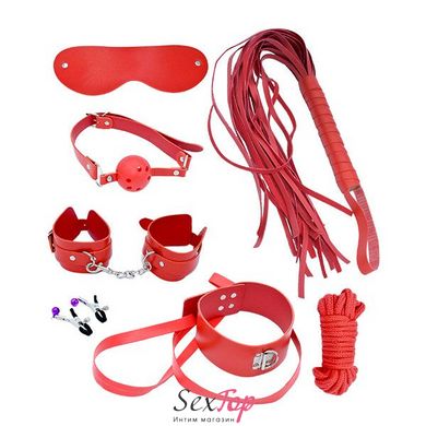 Набір MAI BDSM STARTER KIT Nº75: батіг, кляп, наручники, маска, нашийник з повідцем, мотузка, затиск SO5004 фото