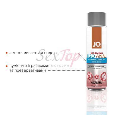 Анальна змазка JO ANAL H2O &mdash; WARMING (120 мл), розігрівальна, на водній основі - фото товару 3