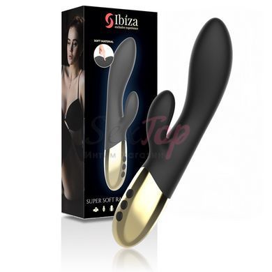 Вибратор вагинальный с клиторальным отростком черный Ibiza Super Soft Rabbit Vibrator &mdash;  фото товара 2