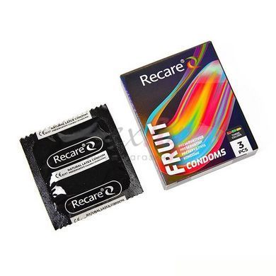 Презервативи Holographic Recare Fruit Flavour Condoms 3 шт, аромати: м'ята, банан, полуниця - фото товару 3