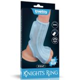 Насадка на пенис Vibrating Ridge Knights Ring with Scrotum Sleeve Blue IXI61026 фото