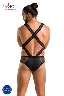 Мужское эротическое сетчатое боди Passion 045 Victor S/M Black, экокожа, сетка &mdash;  фото товара 6