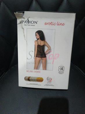 Сорочка прозрачная беби долл Passion MELANIA CHEMISE S/M black (мятая упаковка!!!),  - 2