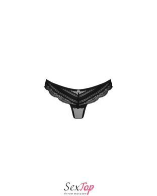 Напівпрозорі трусики з підвіскою Obsessive Ivannes panties black S/M, чорні SO7280 фото
