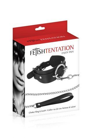 Ошейник с большим кольцом и с поводком Fetish Tentation Ring and Leash &mdash;  фото товара 1