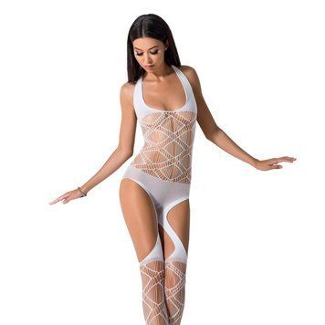 Бодистокинг Passion BS060 white, комбинезон, имитация трусиков и гольфиков &mdash;  фото товара 1