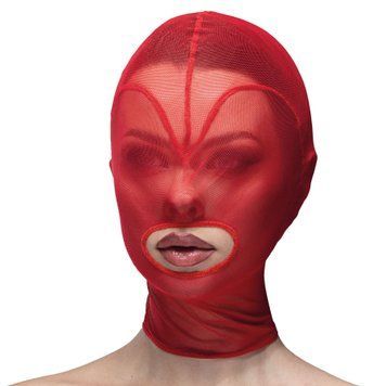 Маска серце сітка з відкритим ротом Feral Feelings - Hearts Mask Red/Red,  - 1