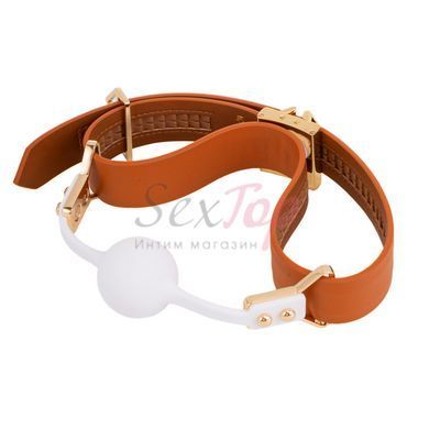 Шкіряний кляп з 2-ма насадками LOCKINK Ball-Gag & Gag-bite Set - Brown - фото товару 4