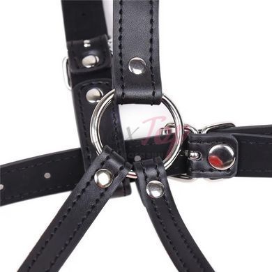 Кляп БДСМ для рота з отвором у формі губ Bondage Mouth Gag чорного кольору - фото товару 3