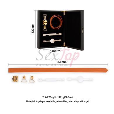 Шкіряний кляп з 2-ма насадками LOCKINK Ball-Gag & Gag-bite Set - Brown - фото товару 6
