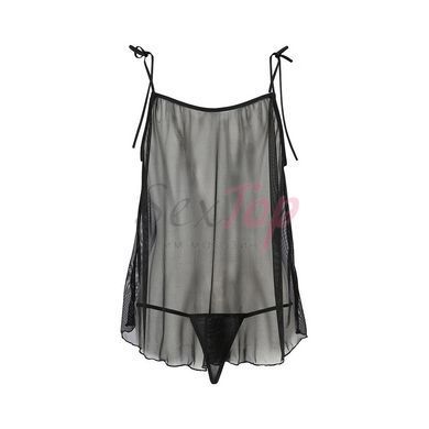 Сорочка прозрачная беби долл Passion MELANIA CHEMISE S/M black (мятая упаковка!!!),  - 5
