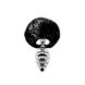Металлическая анальная пробка Кроличий хвостик Alive Fluffy Twist Plug M Black, диаметр 3,4 см SO6309 фото 1