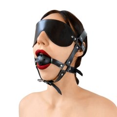 Кляп-маска Art of Sex - Deymon, Еко шкіра, колір Чорний SO9625 фото