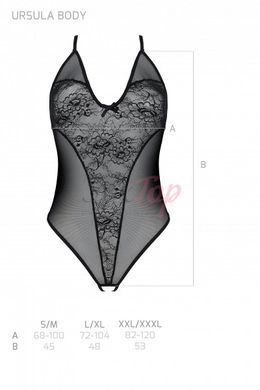 Боди с ажурным декором и открытым шагом Ursula Body black XXL/XXXL &mdash; Passion &mdash;  фото товара 10