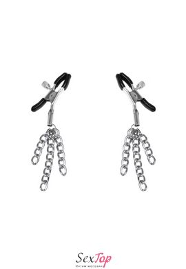 Затискачі для сосків з пензликами Feral Feelings - Nipple clamps Tassels, срібло/чорний SO3784 фото