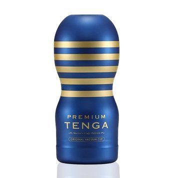 Мастурбатор Tenga Premium Original Vacuum Cup (глибоке горло) з вакуумною стимуляцією, Синий - 1