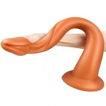 Огромный фаллоимитатор на присоске для фистинга оранжевого цвета Bdsm4u размер M, Оранжевый - 1