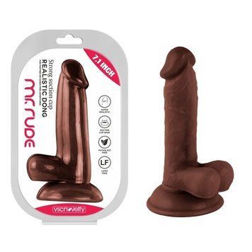 Фаллоимитатор реалистик на присоске Realistic Dong Brown Mr. Rude 7.1 коричневый, Коричневый - 1