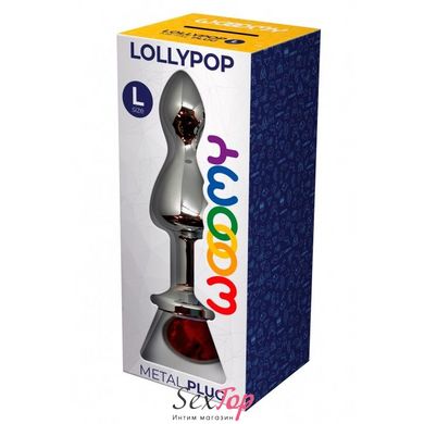 Металлическая анальная пробка Wooomy Lollypop Double Ball Metal Plug Red L диаметр 3,5, длина 10,5 с - SO7420