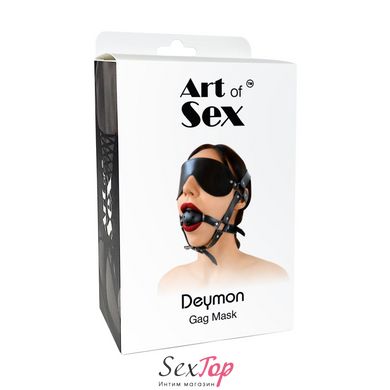 Кляп-маска Art of Sex - Deymon, Эко кожа, цвет Черный SO9625 фото