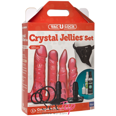 Набір для страпона Doc Johnson Vac-U-Lock Crystal Jellies Set, діаметр 3,8см, 2×4,5см, 5,1 см SO1989 фото
