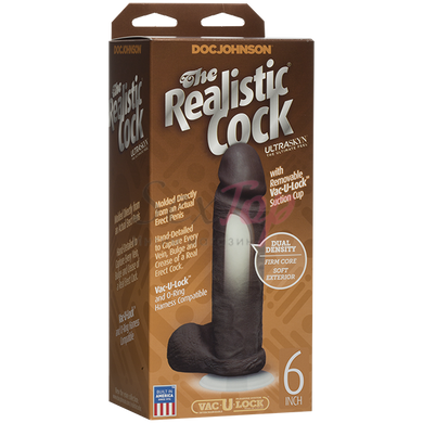 Фаллоимитатор Doc Johnson The Realistic Cock 6 inch Black - ULTRASKYN, Vac-U-Lock, диаметр 4,3см &mdash;  фото товара 3